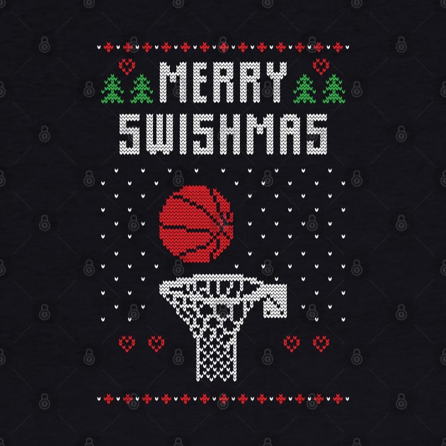 Merry Swishmas Funny Basketball Ugly Christmas Sweater Gift by BadDesignCo